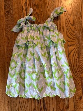 Cecil and Lou Girls tie shoulder scallop trim dress